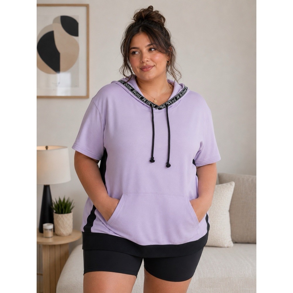 NEW Arizona Jeans Co Sweatshirt Womens Med Purple Drawstring Hooded Pond Lily